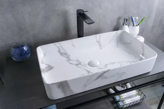 Накладная раковина Gid 60 Mnc396C белая под мрамор