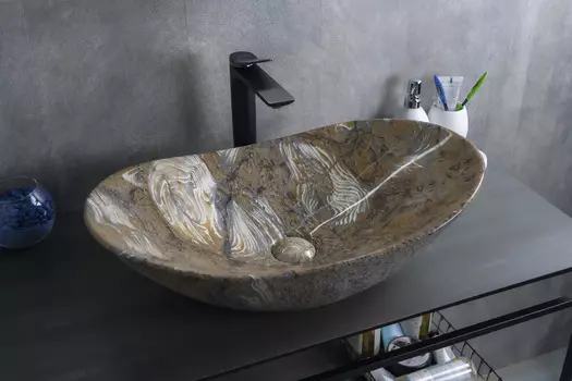 Накладная раковина Gid 61 Mnc811T коричневая под камень