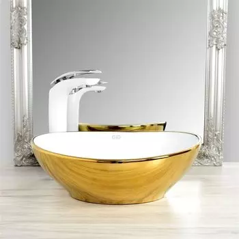 Накладная раковина Gid 41 Nc999 золотая, белая