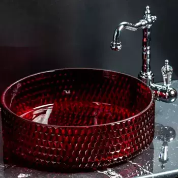 Раковина хрустальная накладная Armadi Art Lucido 39 красный