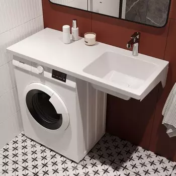 Раковина над стиральной машиной STWORKI Мальмё 120 правая с комплектом кронштейнов