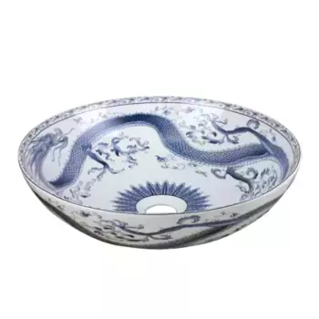 Раковина накладная Bronze de Luxe Dynasty 40.5х40.5 белый с рисунком