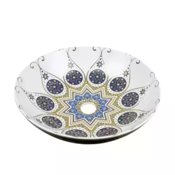 Раковина накладная Bronze de Luxe Lotos 40.5х40.5 белый с рисунком