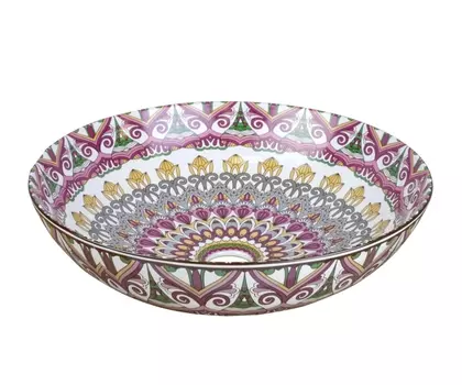 Раковина накладная Bronze de Luxe Nafisa 40.5х40.5 белый с рисунком