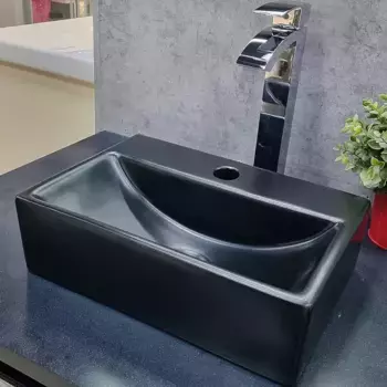 Раковина накладная CeramaLux 36х25 9135-1MB черный матовый