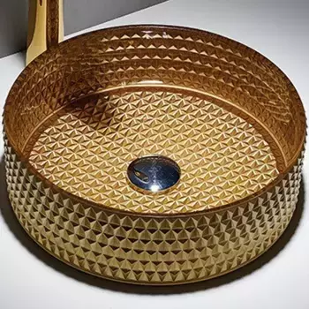 Раковина накладная Ceramalux 36х36 GL05 золото