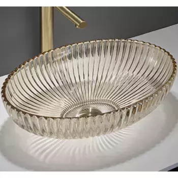 Раковина накладная Ceramalux 51х35 GL49-CP бежевый, шампань