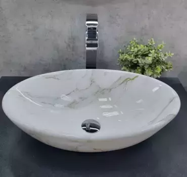 Раковина накладная Ceramalux 52х34 D1147-505(340) белый мрамор