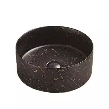 Раковина накладная CeramaLux 36.5х36.5 черный, под камень