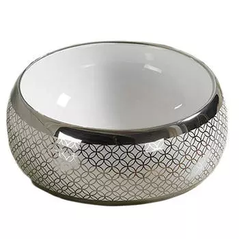 Раковина накладная CeramaLux 40х40 5004SP белый, серебро