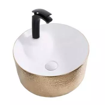 Раковина накладная CeramaLux 43х43 D1306H025 белый, золото