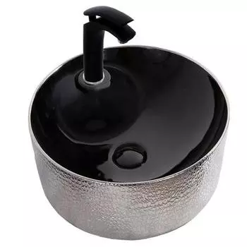 Раковина накладная CeramaLux 43х43 D1306H020 черный, серебро