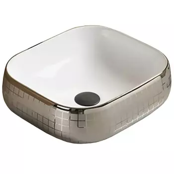 Раковина накладная CeramaLux 45х40 белый, серебро