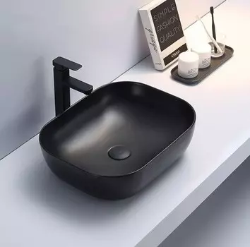 Раковина накладная CeramaLux 49х39.5 черный матовый
