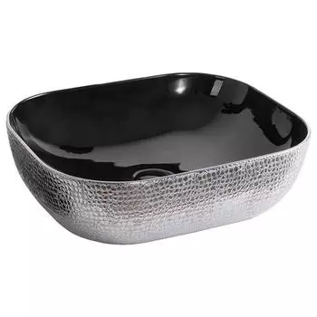 Раковина накладная CeramaLux 50х40 D1302H020 черный, серебро