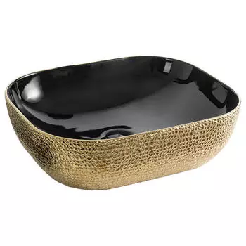 Раковина накладная CeramaLux 50х40 D1302H022 черный, золото