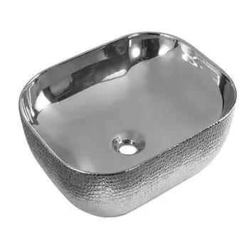 Раковина накладная CeramaLux 50х40 D1302H009 серебро