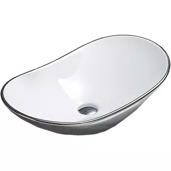 Раковина накладная CeramaLux 61.5х367811ASW белый, серебро