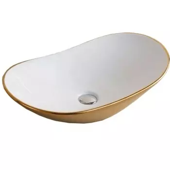 Раковина накладная CeramaLux 61.5х36 7811AJW белый, золото