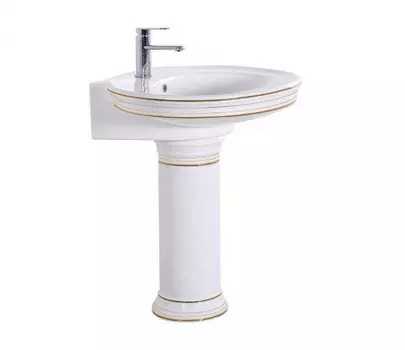 Раковина напольная Ceramalux Classic 75х57 4286 белый, золото