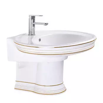 Раковина подвесная Ceramalux Classic 76х58 4290 белый, золото