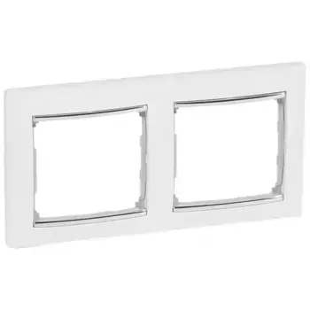Рамка 2-постовая Legrand Valena белая/серебряный штрих 770492
