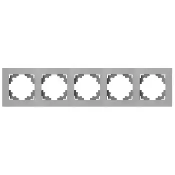 Рамка 5-местная, металл, STEKKER, MFR00-7005-03, серия Катрин, серебро 50027