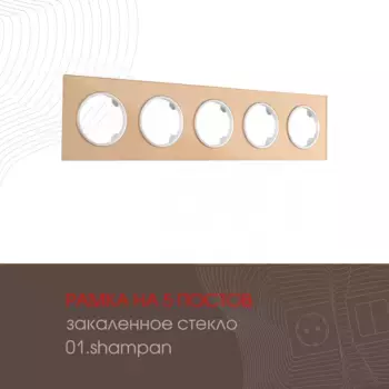 Рамка пятиместная Arte Milano 502.01-5.shampan