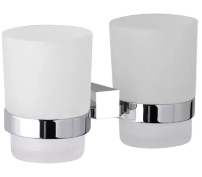 Remer Sq Двойной держатель со стаканами настенный матовое стекло