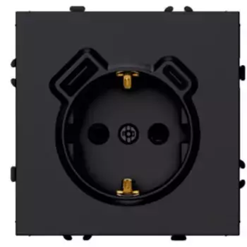 Розетка 1-местная з/ш с/з 16А + USB + Type C (механизм) Stekker Эмили 250В 20W черный уголь soft-touch RST16-5119-05