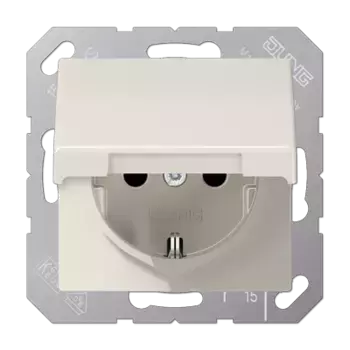 Розетка 2K+З cо шторками и крышкой Jung AS1520KIKL