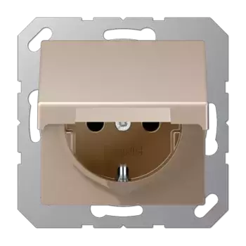 Розетка 2K+З cо шторками и крышкой Jung A1520BFKIKLCH