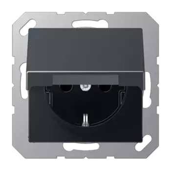 Розетка 2K+З с крышкой Jung A1520BFKLANM