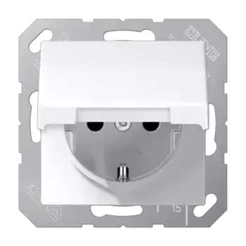 Розетка 2K+З с крышкой Jung AS1520KLWW