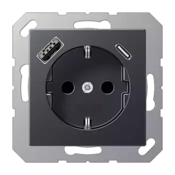 Розетка 2K+З USB Typ AC Jung A1520-15CAANM