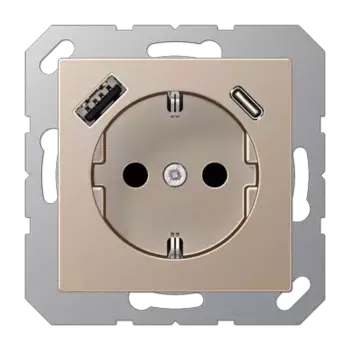 Розетка 2K+З USB Typ AC Jung A1520-15CACH