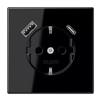 Розетка 2K+З USB Typ AC Jung LS1520-15CASW