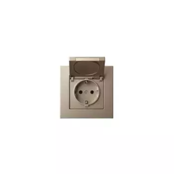 Розетка 2P+E Liregus Epsilon с крышкой шампань 28-313