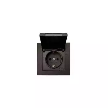 Розетка 2P+E Liregus Epsilon с крышкой антрацит 28-1065