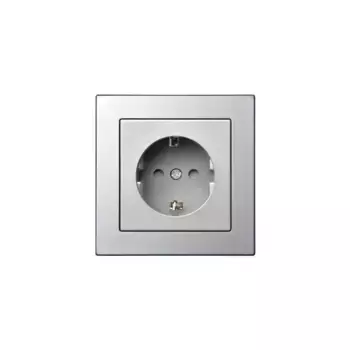 Розетка 2P+E Liregus Epsilon со шторками серебро 28-1753