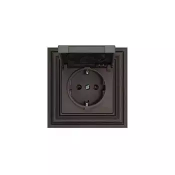 Розетка 2P+E Liregus Retro с крышкой коричневый омбре 29-023