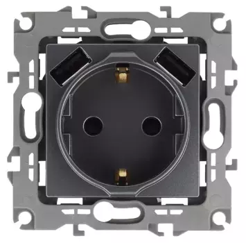 Розетка 2P+E со шторками и 2xUSB Эра 12-4109-12 Б0047846