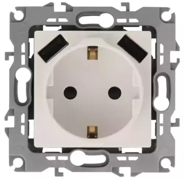 Розетка 2P+E со шторками и 2xUSB Эра 14-4109-02 Б0047868