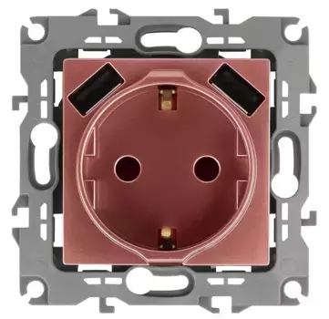 Розетка 2P+E со шторками и 2xUSB Эра 12-4109-14 Б0047848