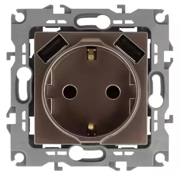 Розетка 2P+E со шторками с 2xUSB Эра 12-4109-13 Б0047847