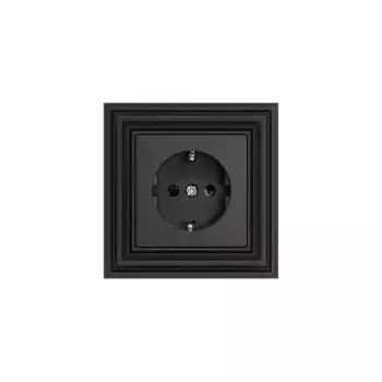 Розетка 2P Liregus Retro со шторками черный матовый 29-225