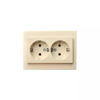 Розетка двойная 2P+E Liregus Epsilon бежевый 28-071