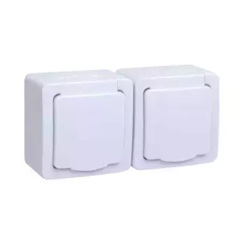 Розетка двойная 2P+PE IEK Germes Plus с крышкой белая ERMP22-K01-16-54-EC