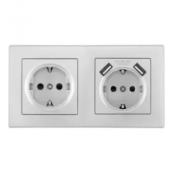 Розетка двойная (двухпостовая) c USB Arte Milano SET06-2-47-1-40-1 silver