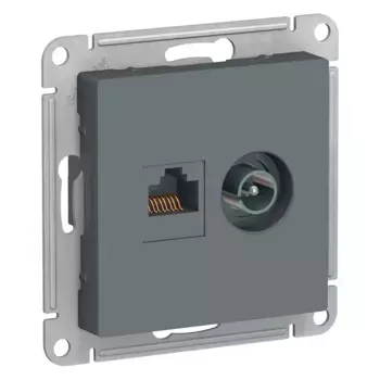 Розетка двойная комп+ТВ, RJ45+TV, кат.5E Systeme Electric AtlasDesign Грифель ATN000789